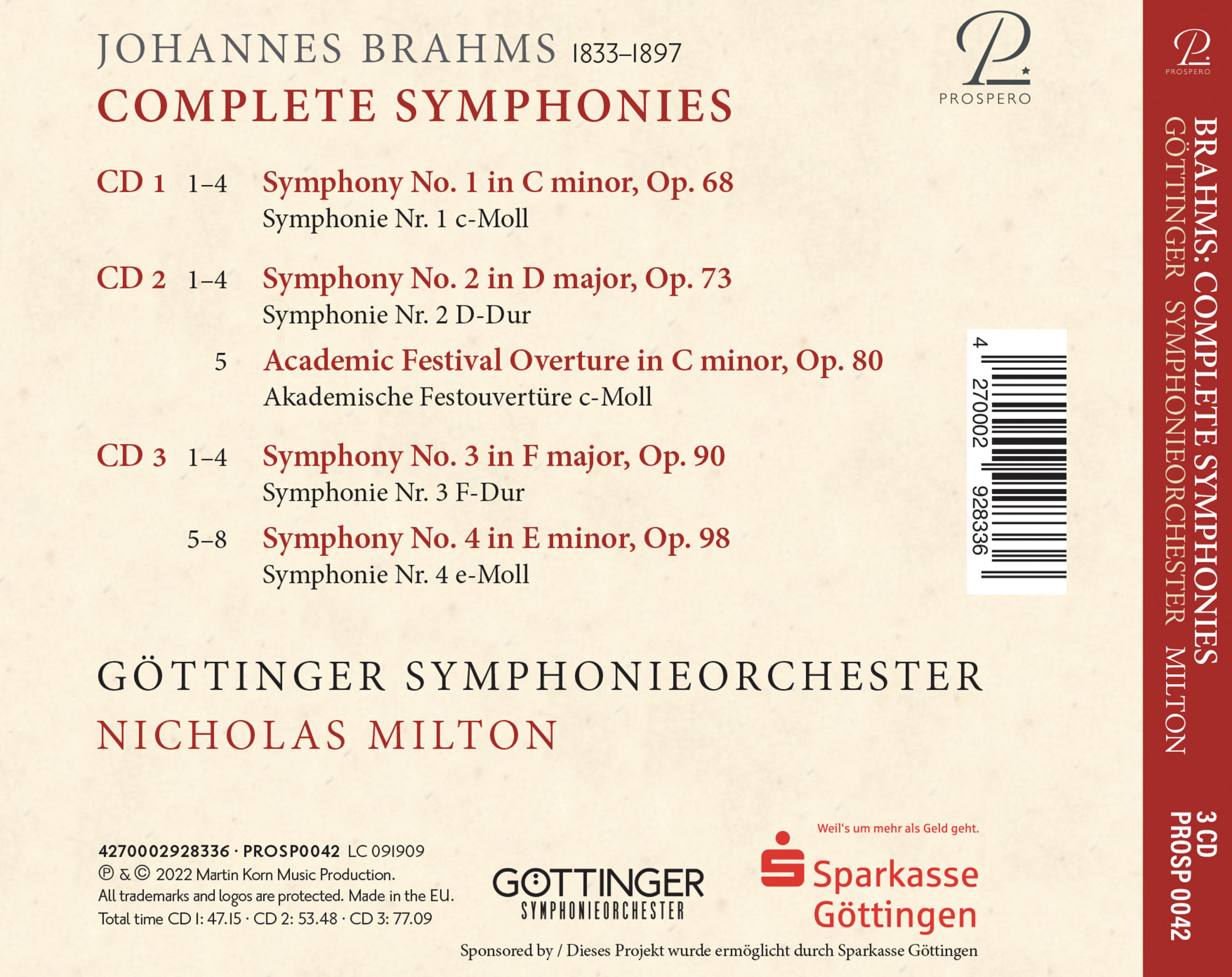 Brahms: Complete Symphonies - Digibook Back